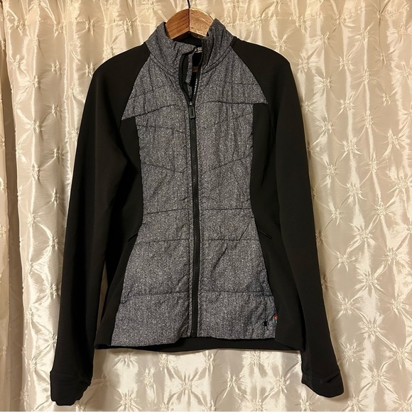 Smartwool Corbet 120 Insulated Wool Running Jacket Black Grey Herringbone - Picture 11 of 11